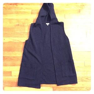 Talbots Navy Quilted Hooded Vest Size Small